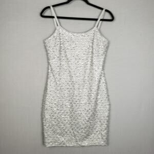 Lascana For Venus Sz L Silver Sparkle Bodycon Mini Dress Bling Sequin NYE Party